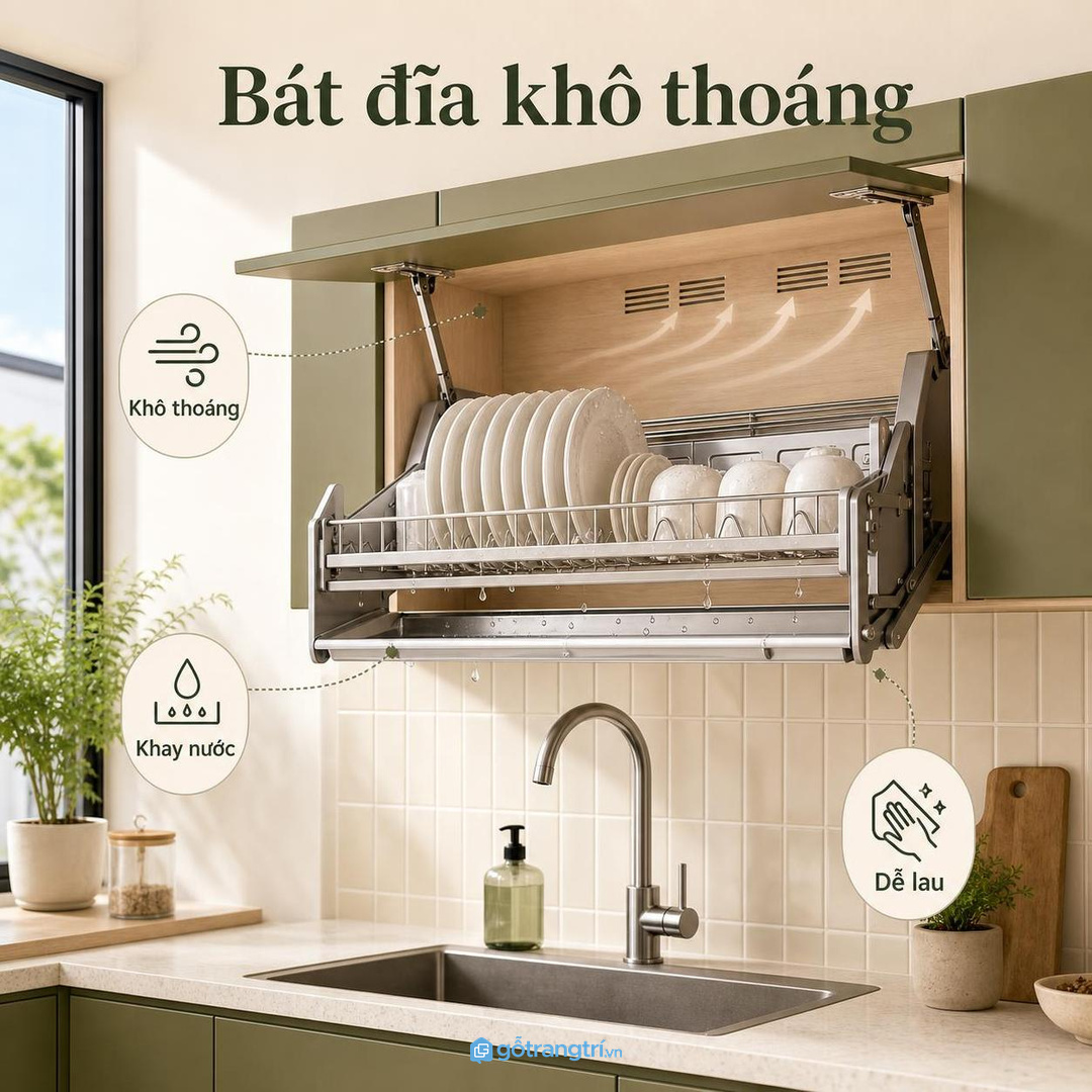 Khay nước và thông khí quyết định bát đĩa có khô sạch lâu không