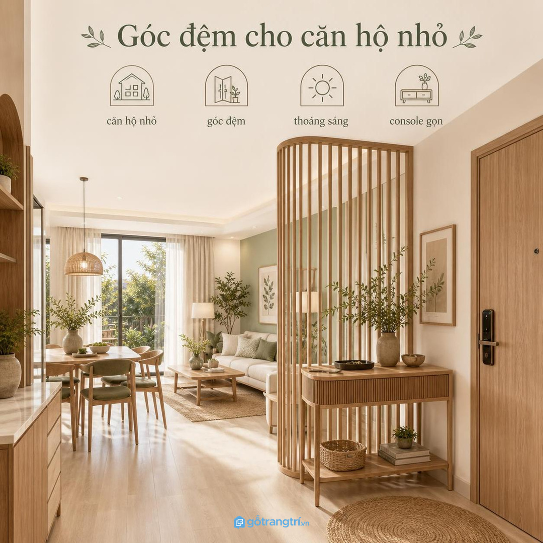 Kết hợp tủ giày, kệ chìa khóa và cây xanh để lối vào gọn hơn