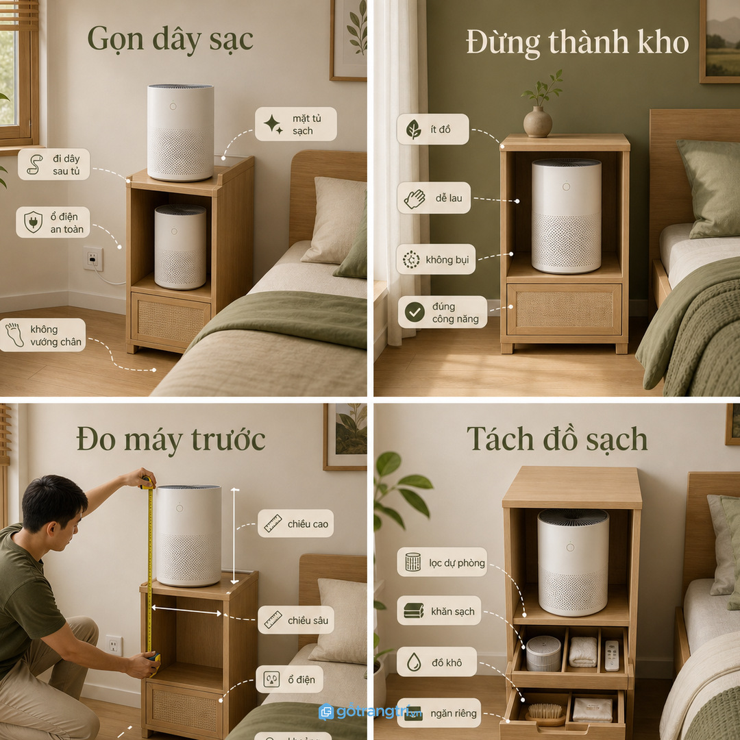 Phòng vợ chồng cần tủ thấp êm mắt không chắn lối đi