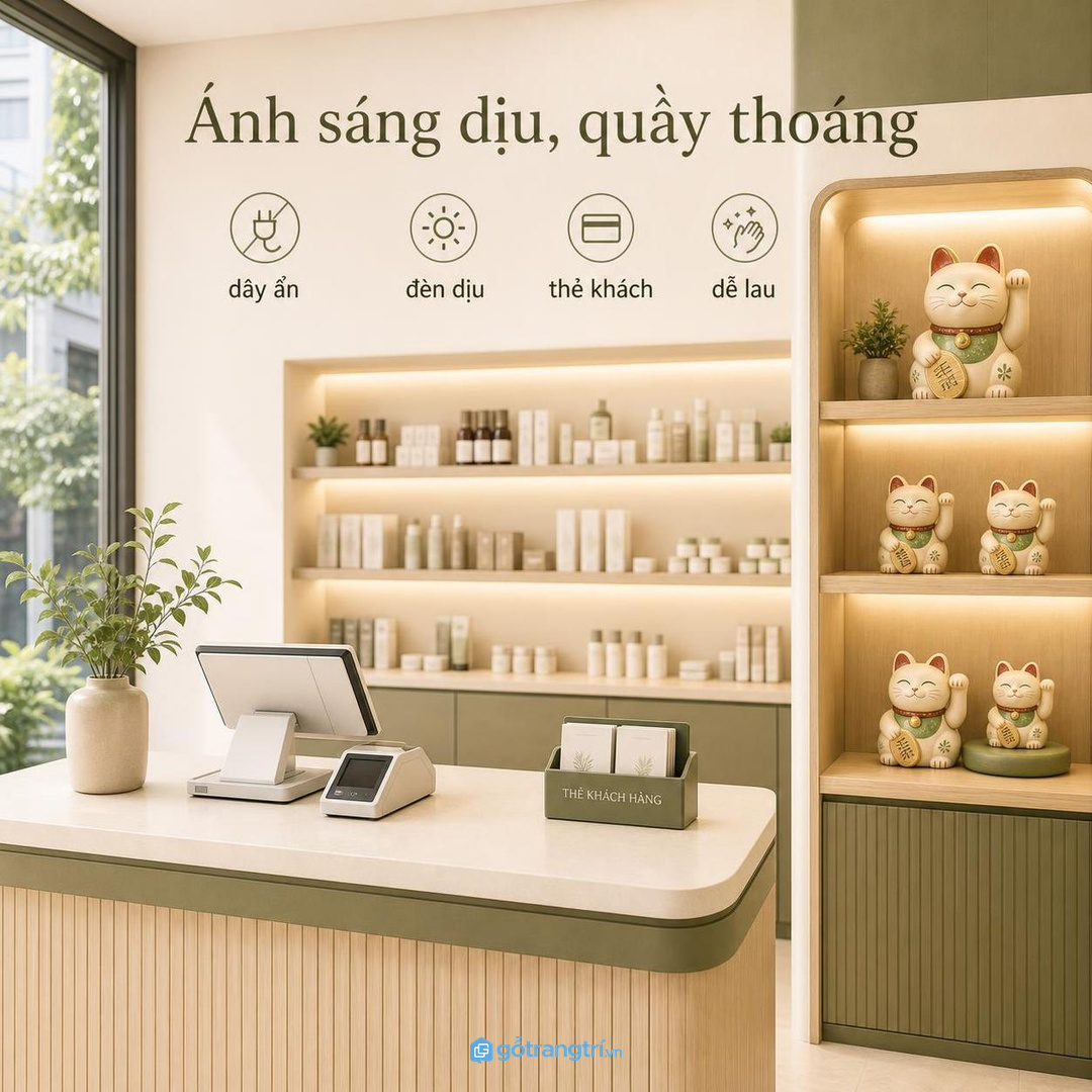 Cửa hàng thời trang mỹ phẩm cần quầy sạch và thao tác đóng gói nhanh