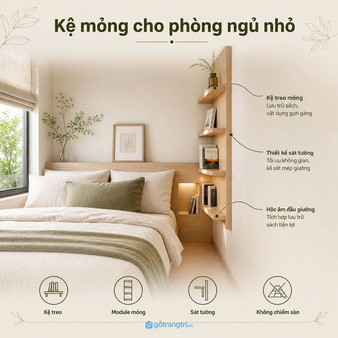 Vật liệu màu dịu giúp khu đầu giường nhẹ mắt hơn