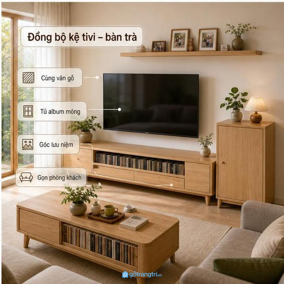 Căn hộ nhỏ hợp hộc trong bàn trà hoặc tủ thấp cạnh kệ tivi