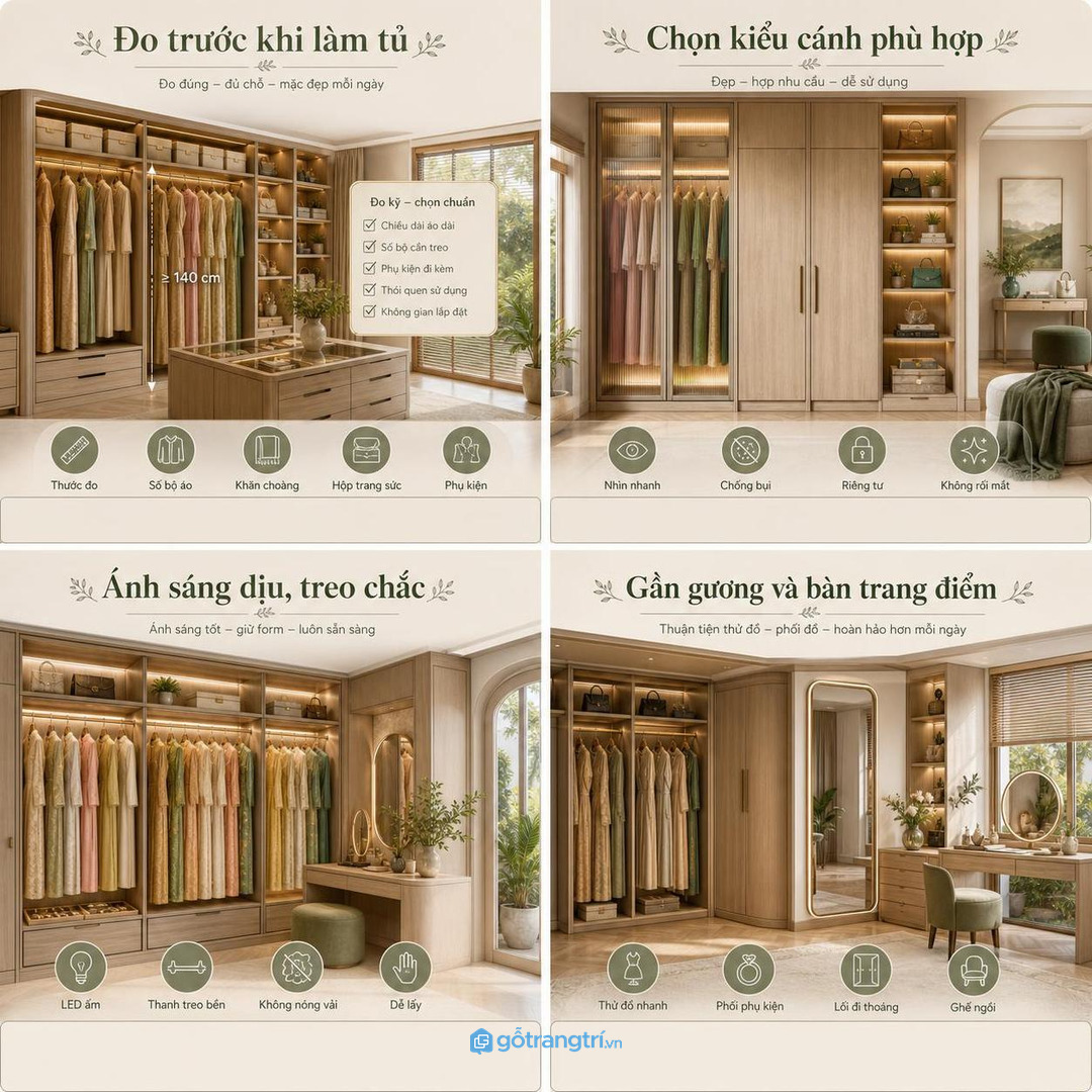 Biệt thự có phòng thay đồ riêng cần tủ đồng bộ với tủ áo chính