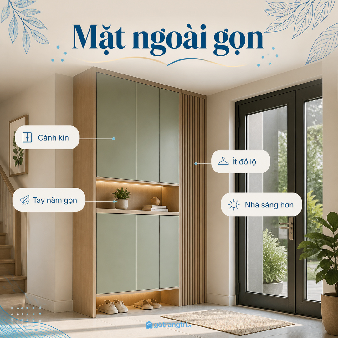 Mặt ngoài phẳng giúp lối vào vẫn sáng và sạch mắt