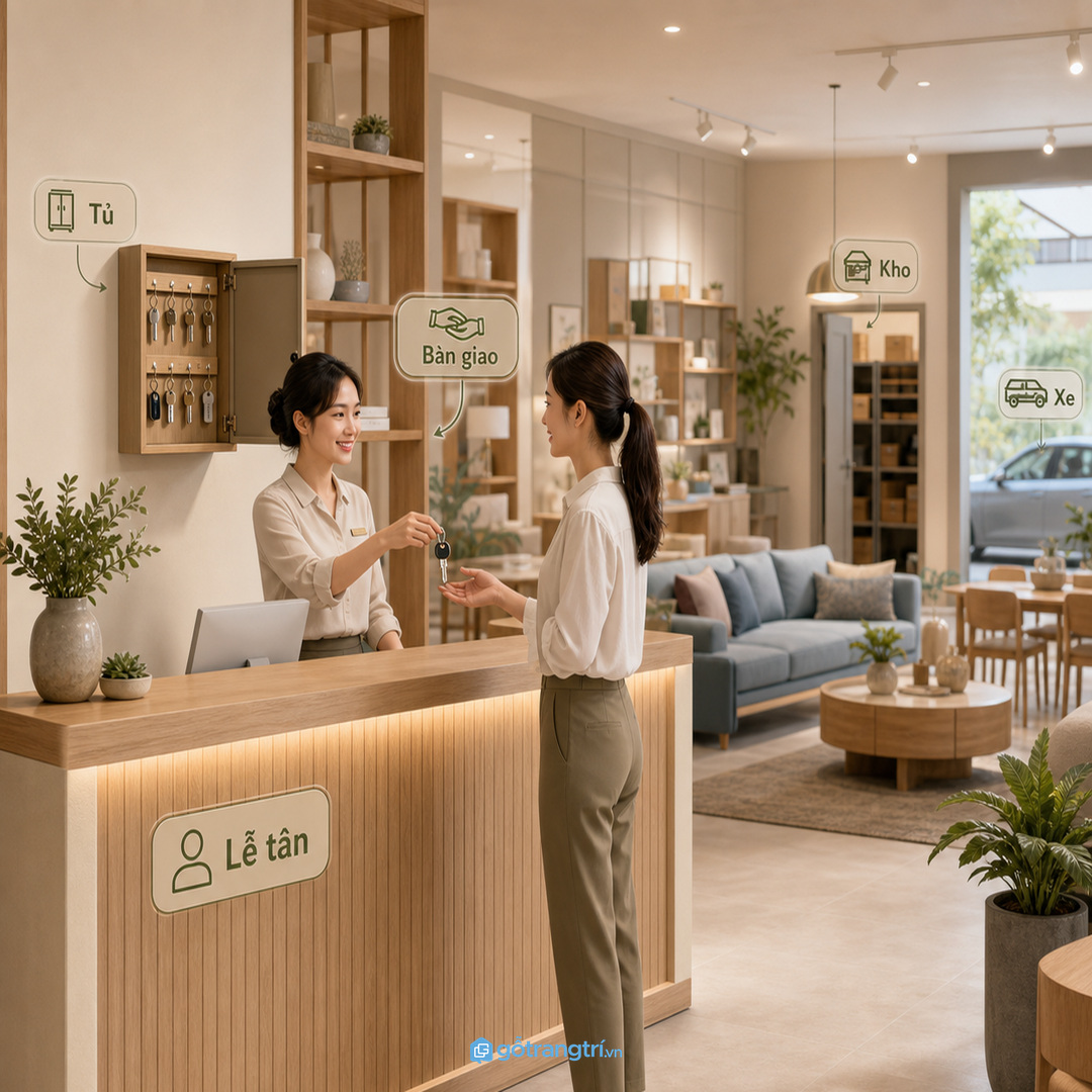 Showroom nên đặt tủ chìa khóa gần quầy lễ tân