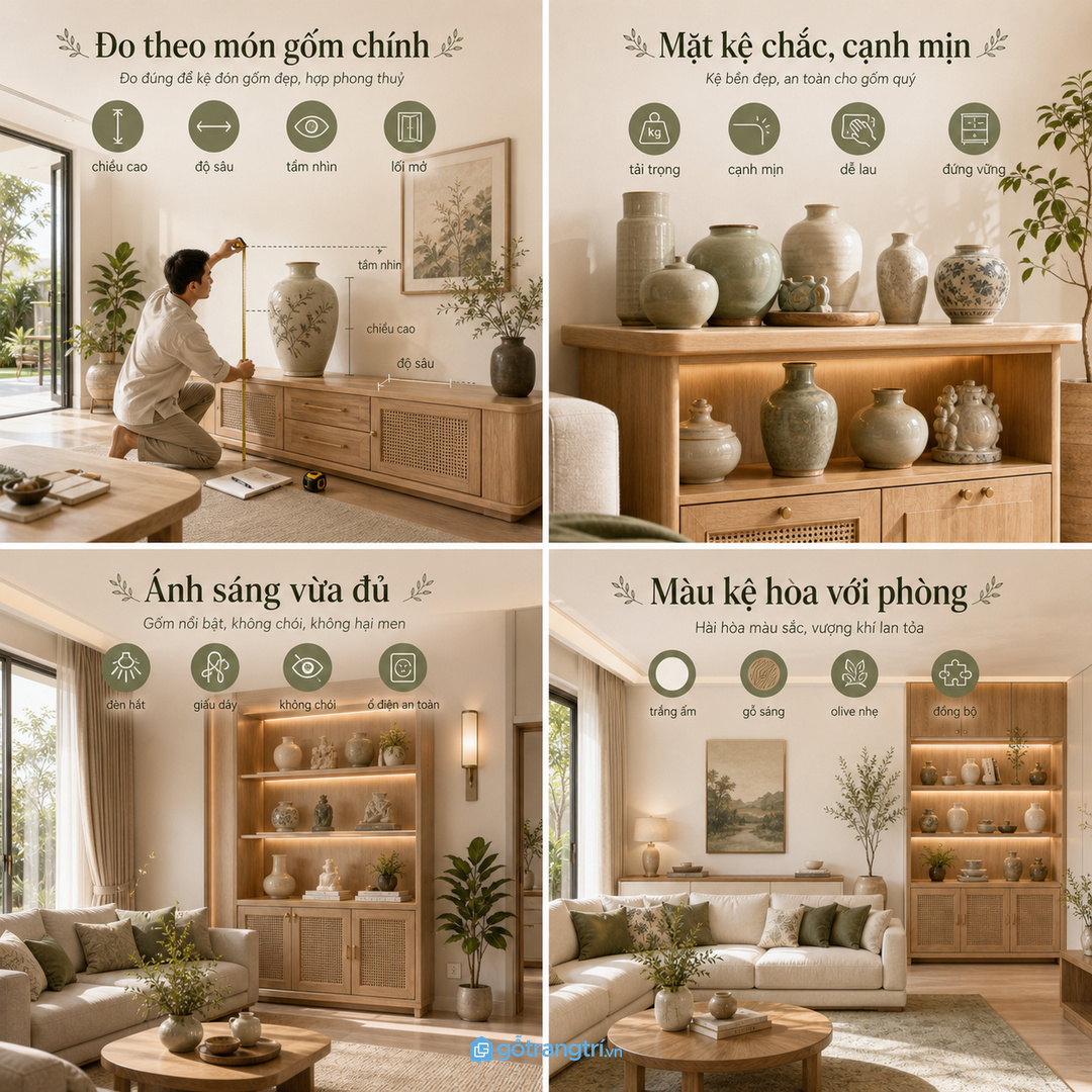 Căn hộ nhỏ hợp tủ nông sát tường và ít vật phẩm chính