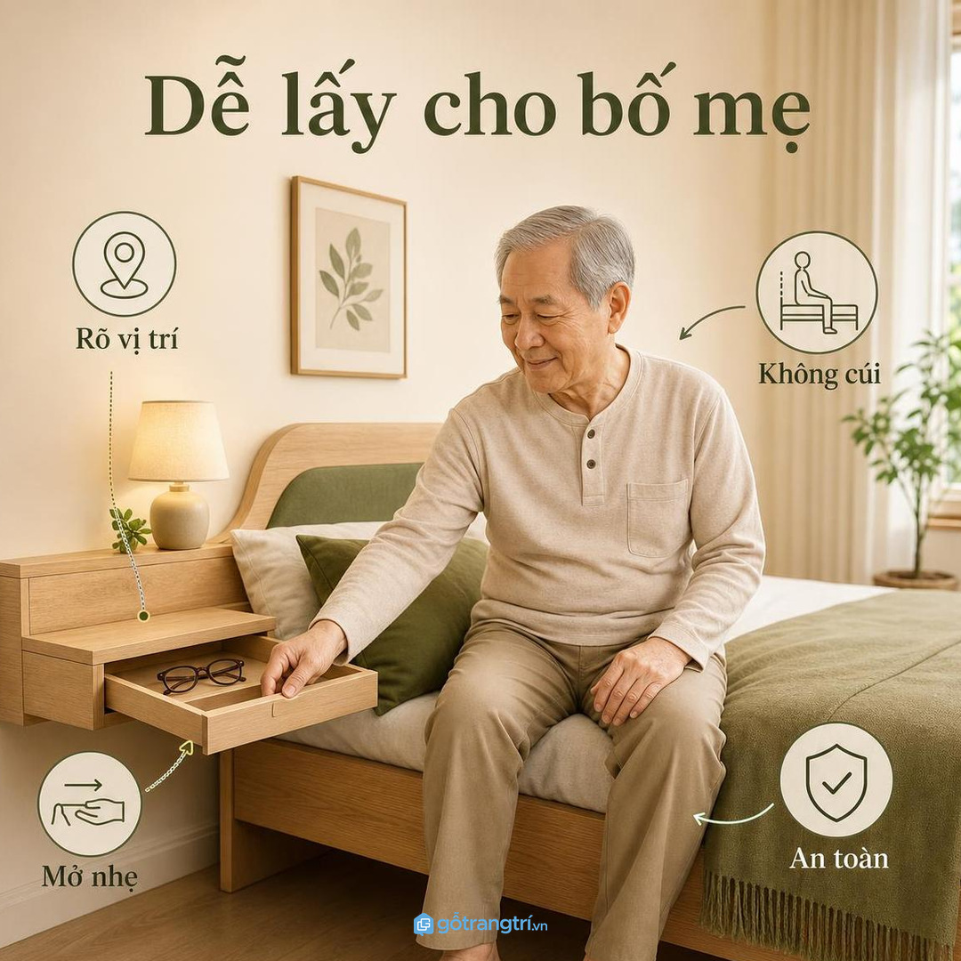 Phòng người lớn tuổi cần vị trí kính rõ và thao tác nhẹ