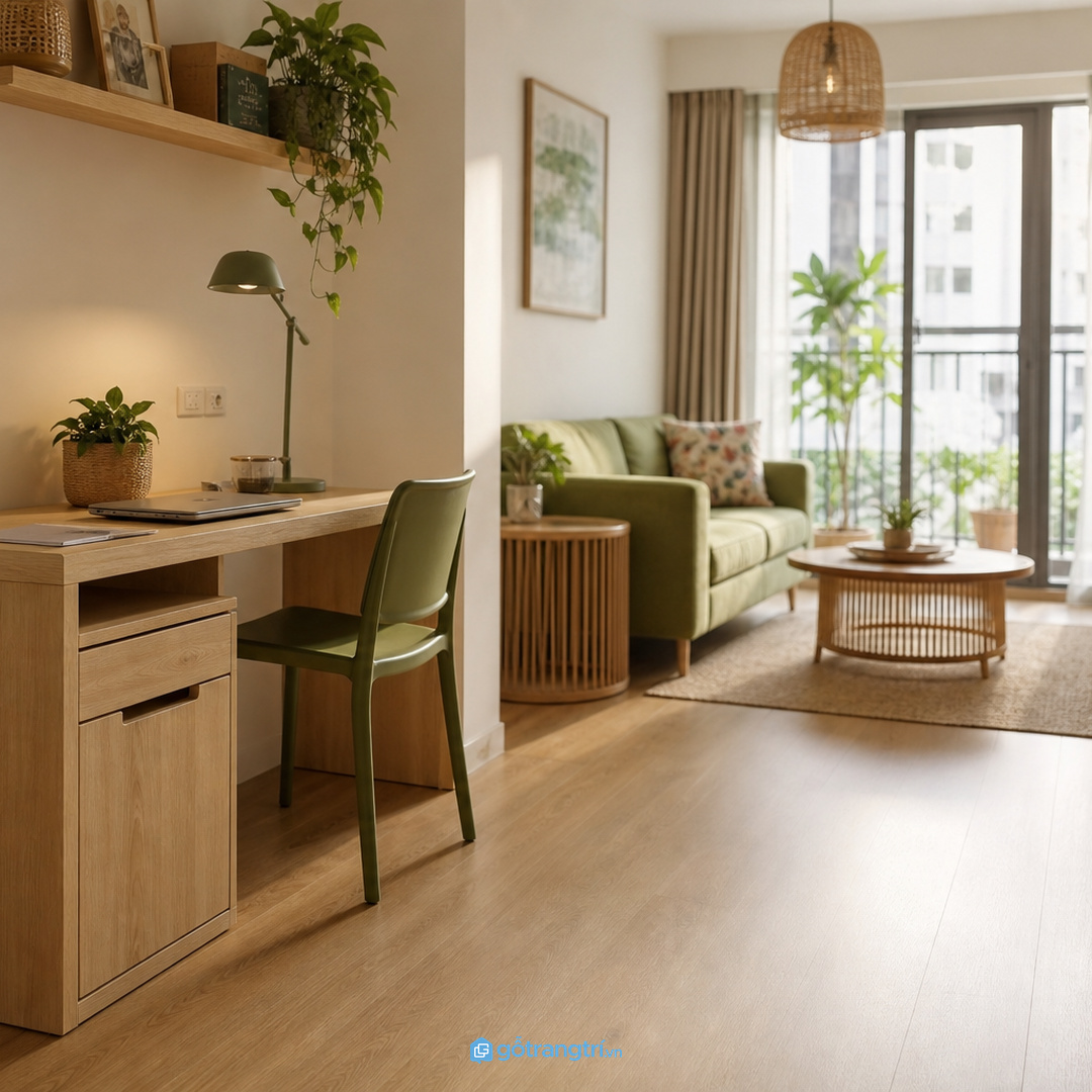 Căn hộ studio hợp tủ máy in đóng mở nhanh sau giờ làm
