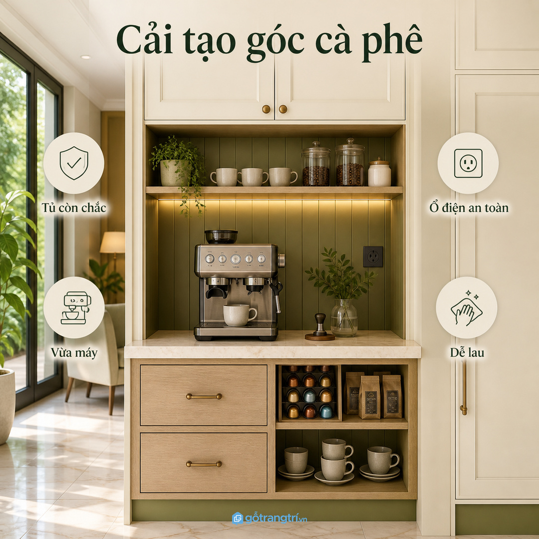 Pantry gần phòng khách cần nhìn sang khi đóng tủ