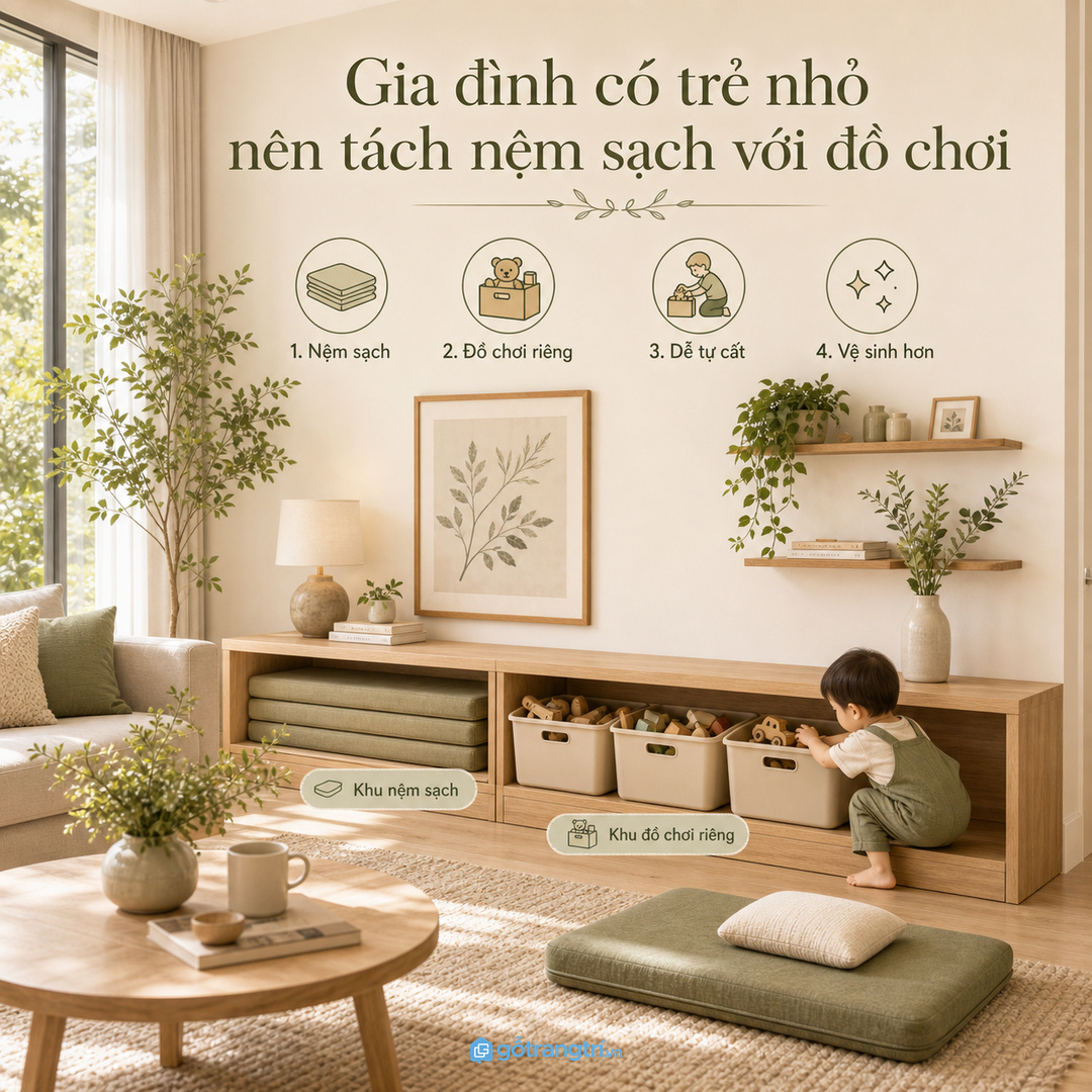 Nhà hay tiếp khách cần khoang dọn nhanh gần sofa