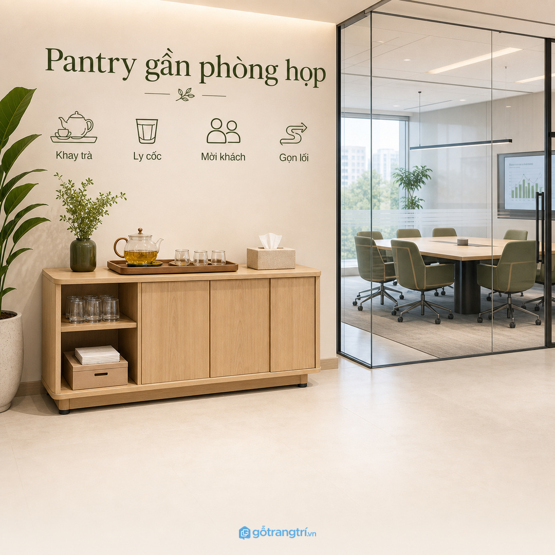Bố trí tủ pantry gần phòng họp nhỏ