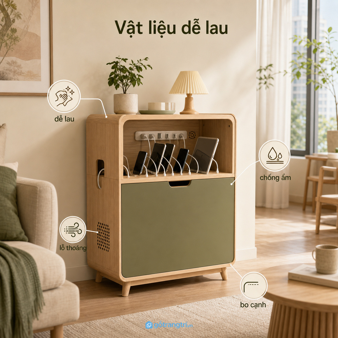 Vật liệu tủ sạc dễ lau và thoáng khí