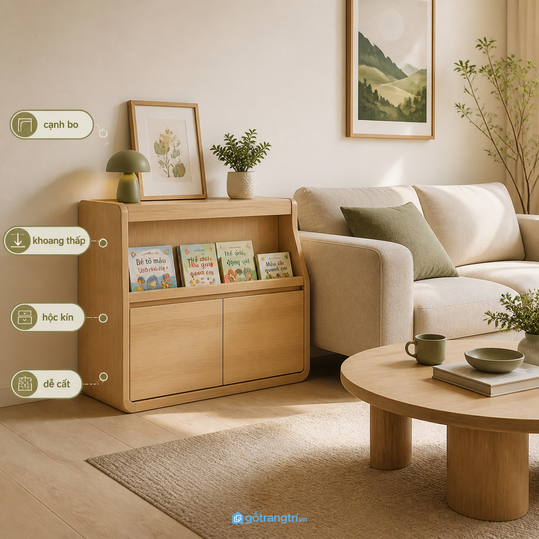 Căn hộ nhỏ hợp module mỏng cạnh sofa hoặc cạnh kệ tivi
