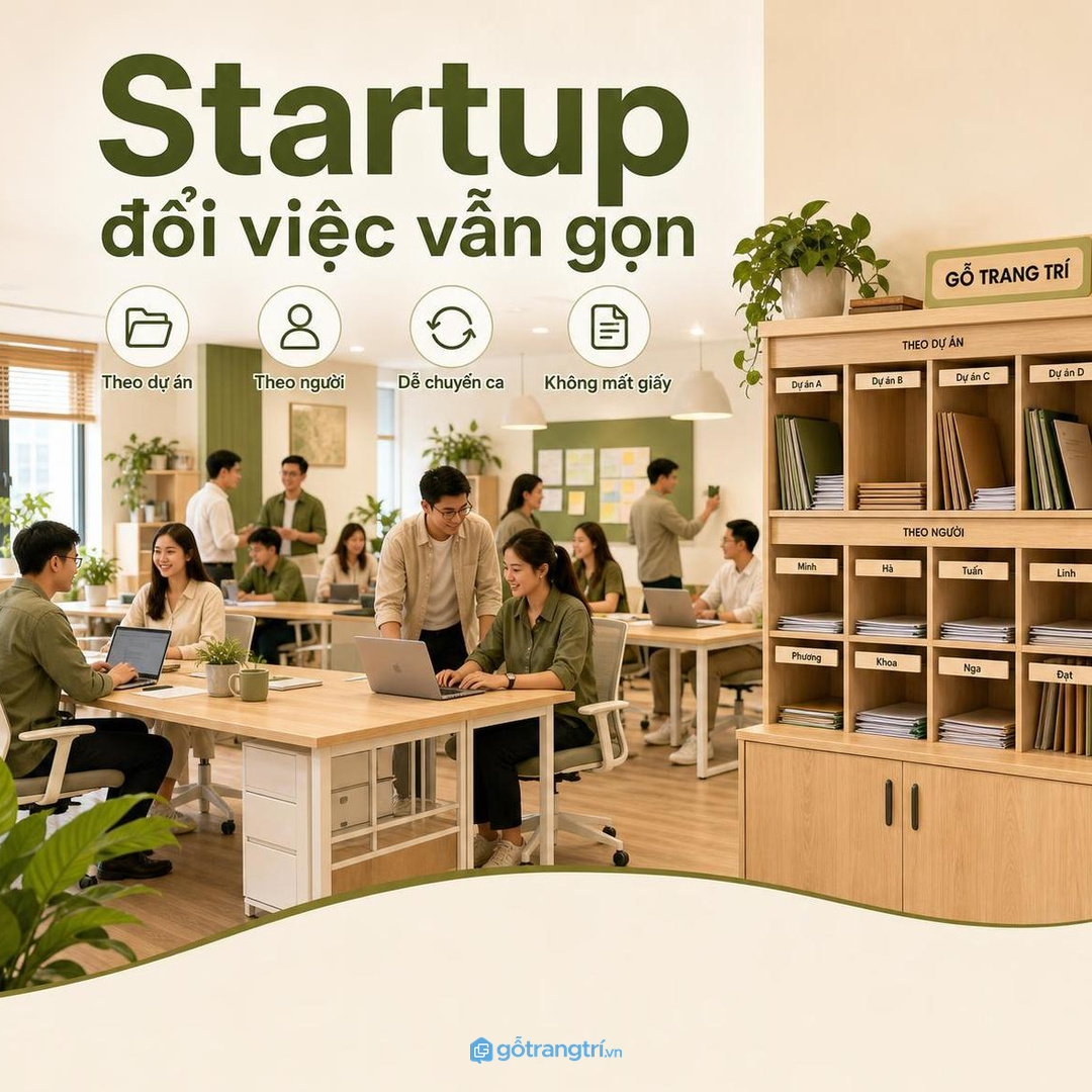 Startup cần tủ thư linh hoạt theo dự án và nhân sự đang thay đổi