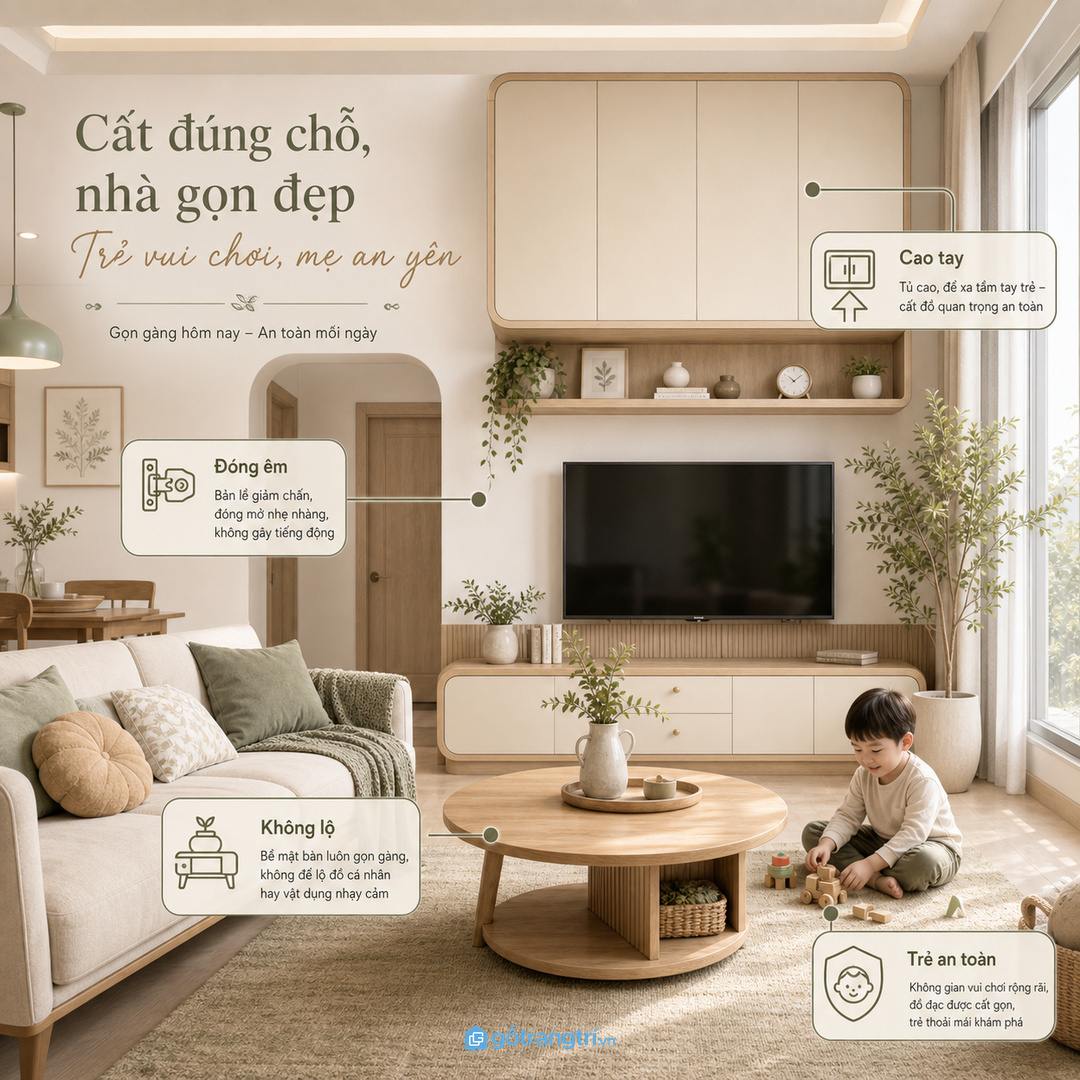 Căn hộ có trẻ nhỏ cần tủ thuốc kín cao tay người lớn
