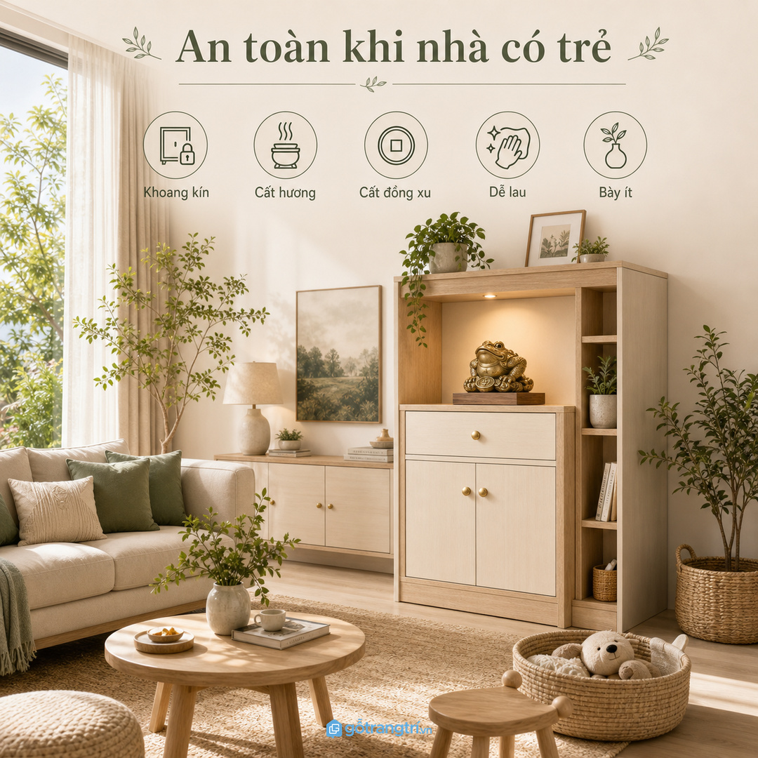Gia đình có trẻ nhỏ cần khoang an toàn cho hương, đồng xu và đồ nhỏ