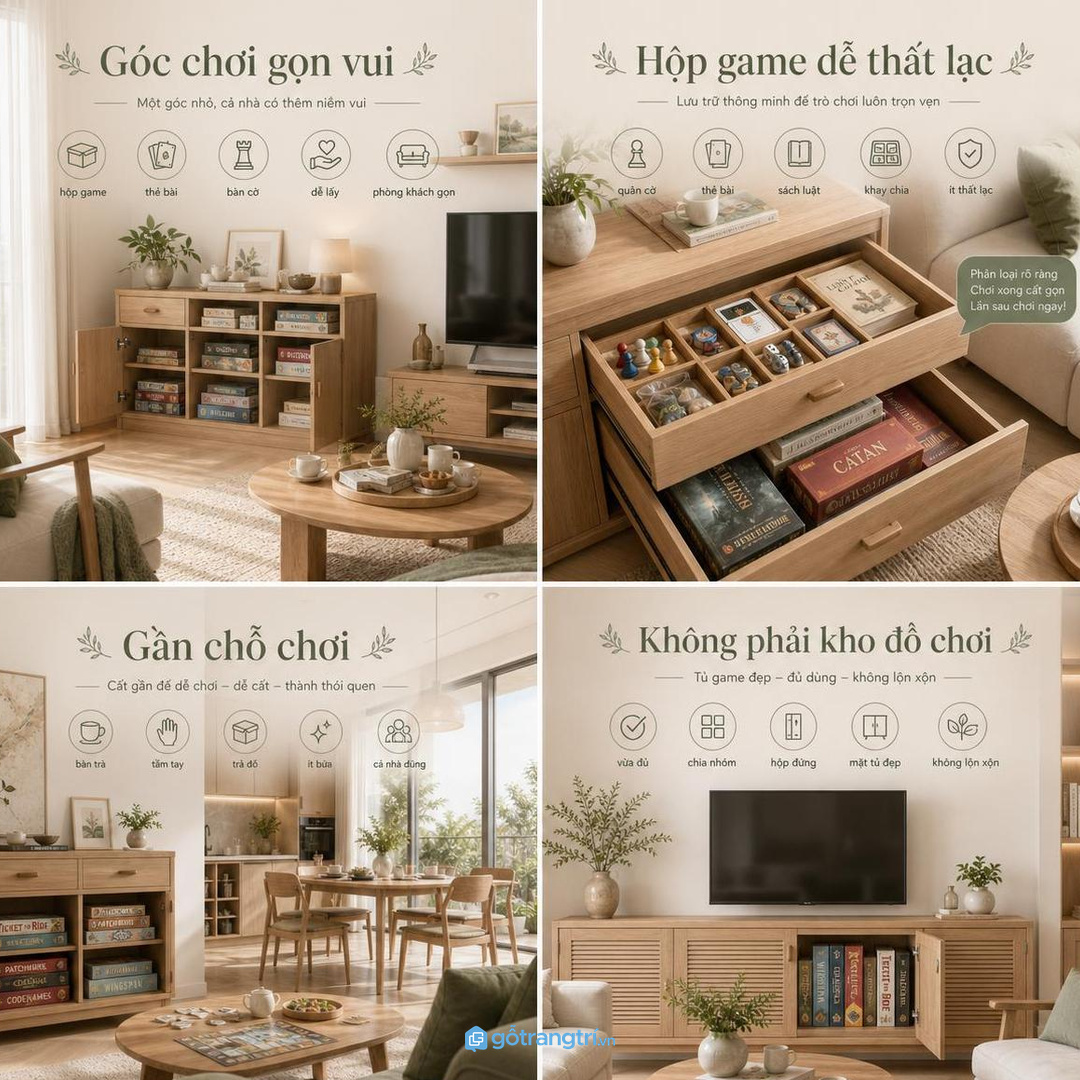 Nhà có trẻ nhỏ cần khoang an toàn cho chi tiết nhỏ và game phù hợp từng độ tuổi