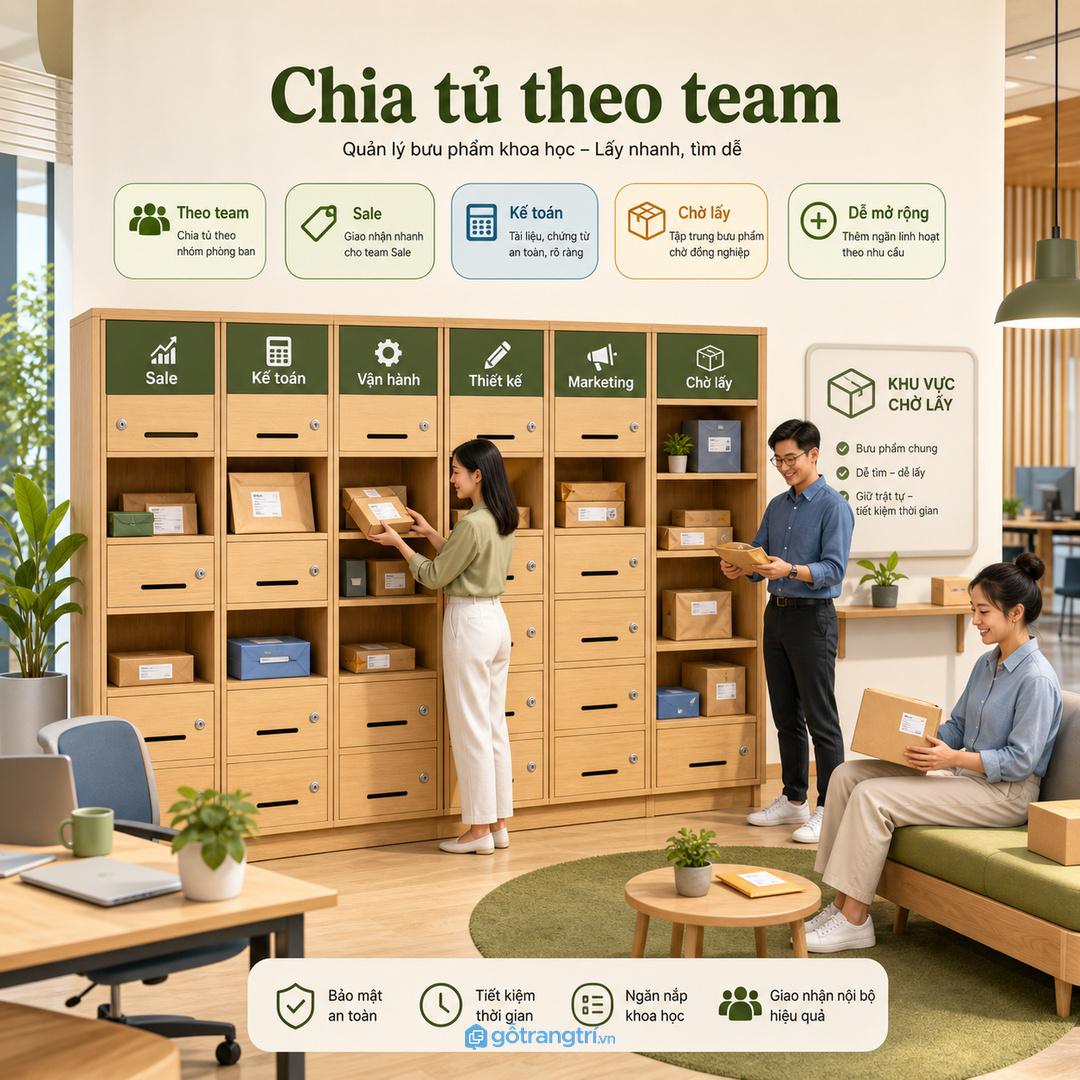 Startup đông nhân sự nên chia ngăn bưu phẩm theo team