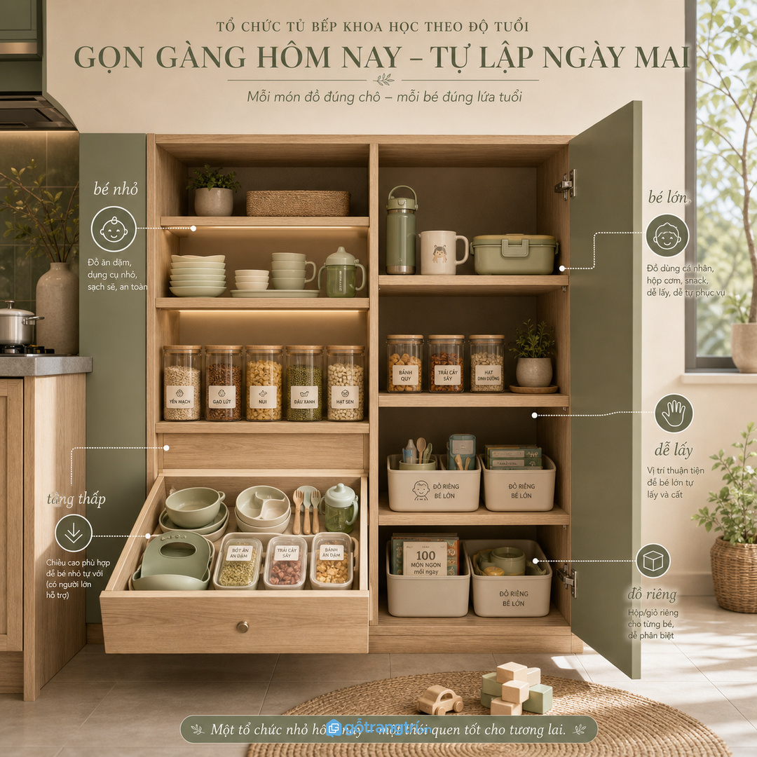Nhà có bé đi học cần tủ chuẩn bị đồ ăn ngày mai rõ món dễ kiểm