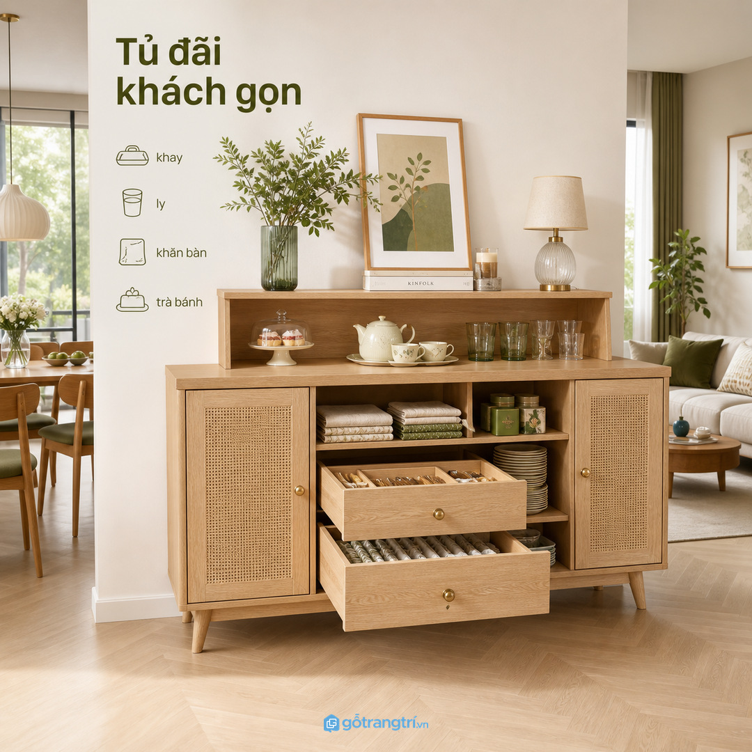 Gia đình hay tụ họp nên chia tủ theo tần suất dùng