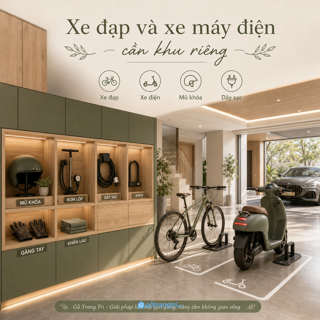 Xe đạp và xe máy điện cần khu phụ kiện riêng