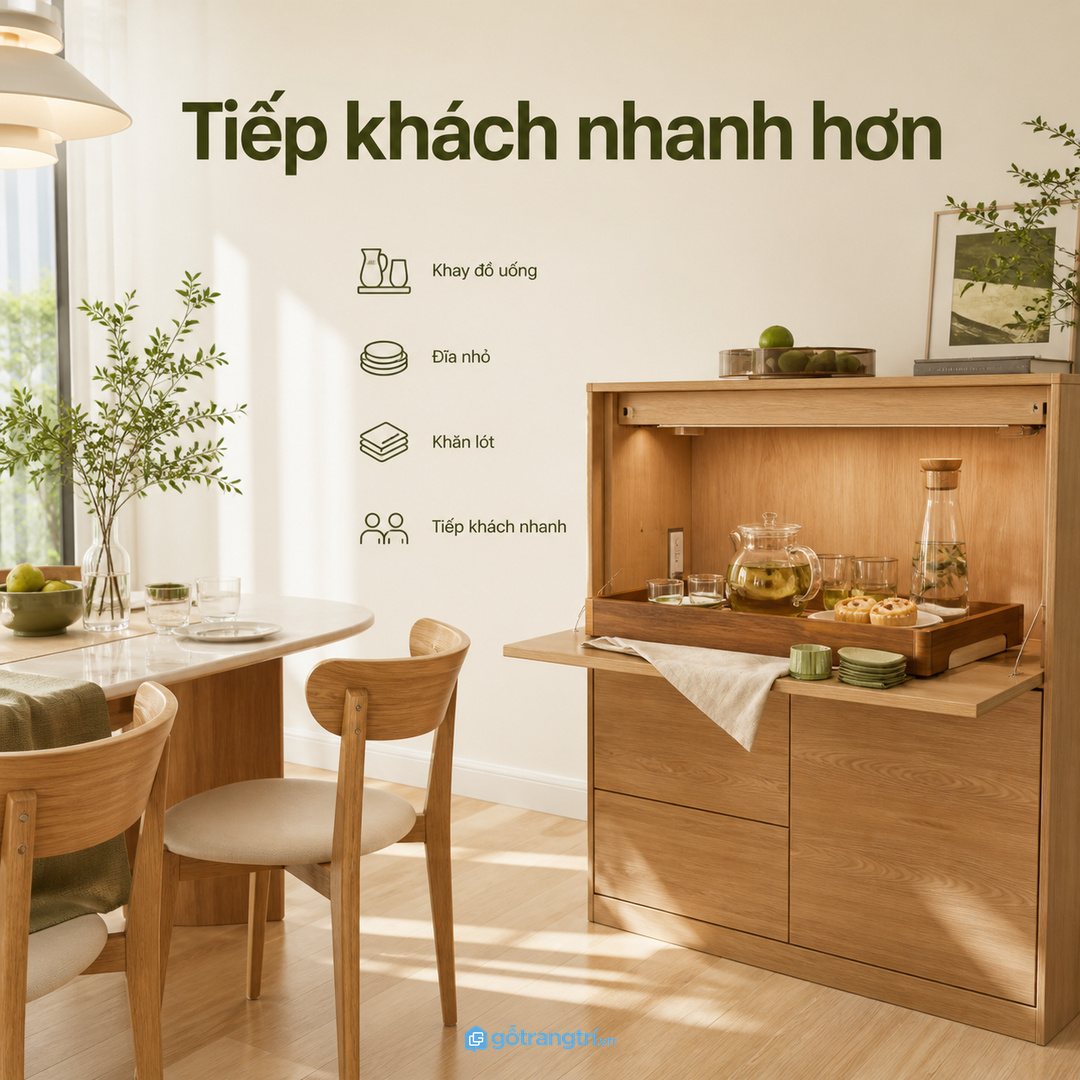 Nhà hay tiếp khách cần khay riêng cho đồ uống và món ăn nhẹ