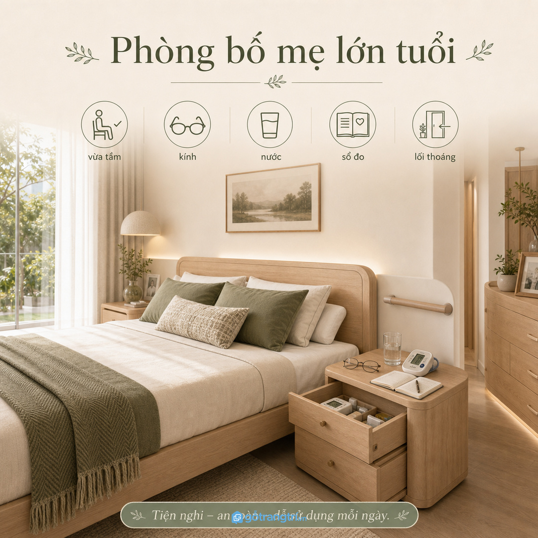Phòng vợ chồng nhỏ nên tách đồ sức khỏe khỏi đồ trang điểm và sạc điện