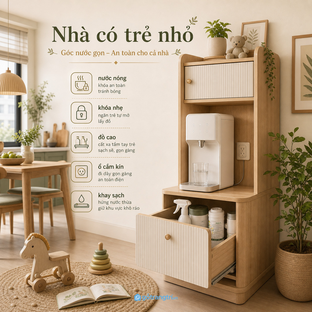 Nhà có trẻ nhỏ cần kiểm soát nước nóng ổ cắm lõi lọc và đồ vệ sinh