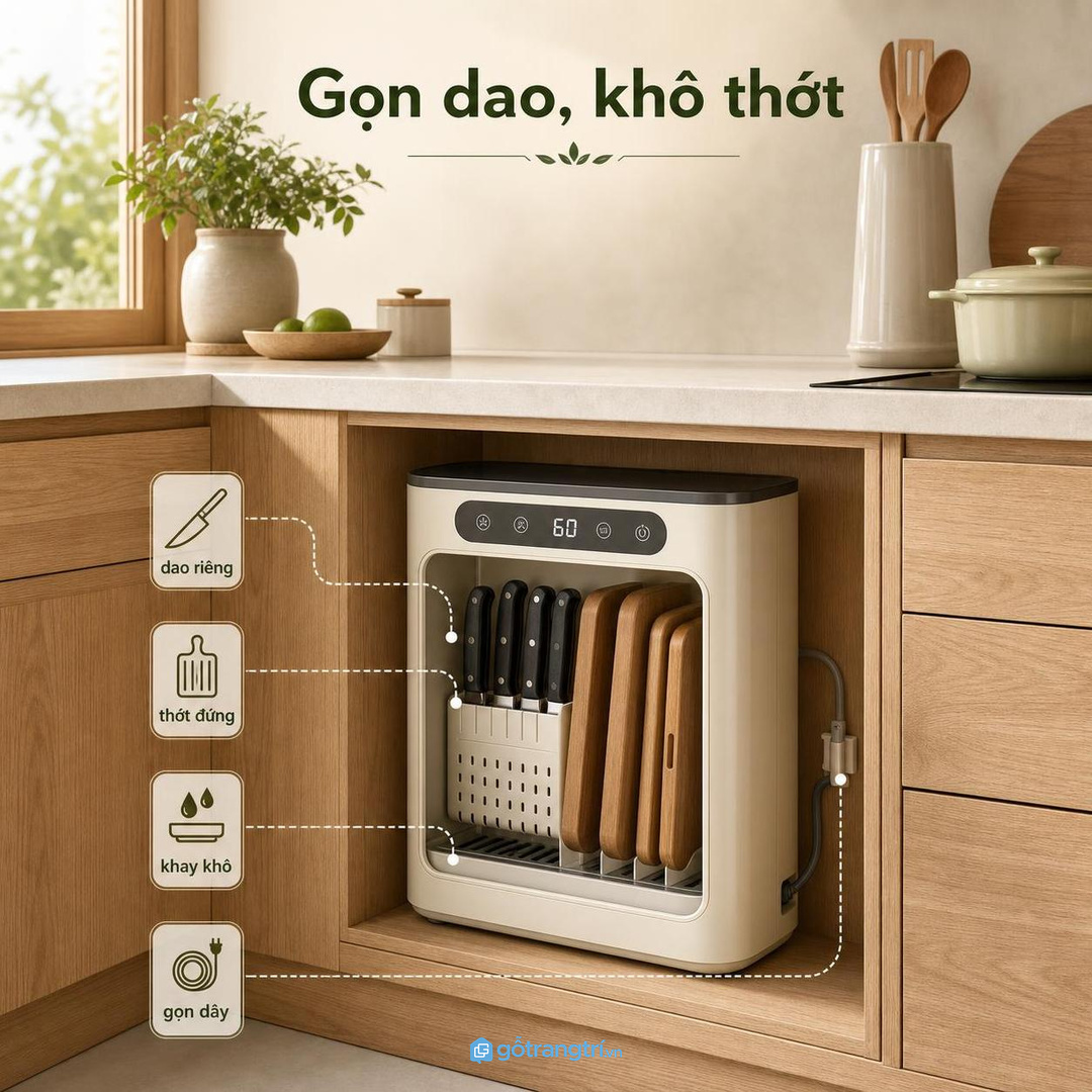 Nhà nấu nhiều nên đặt máy gần vùng rửa, vùng thái và tủ bát