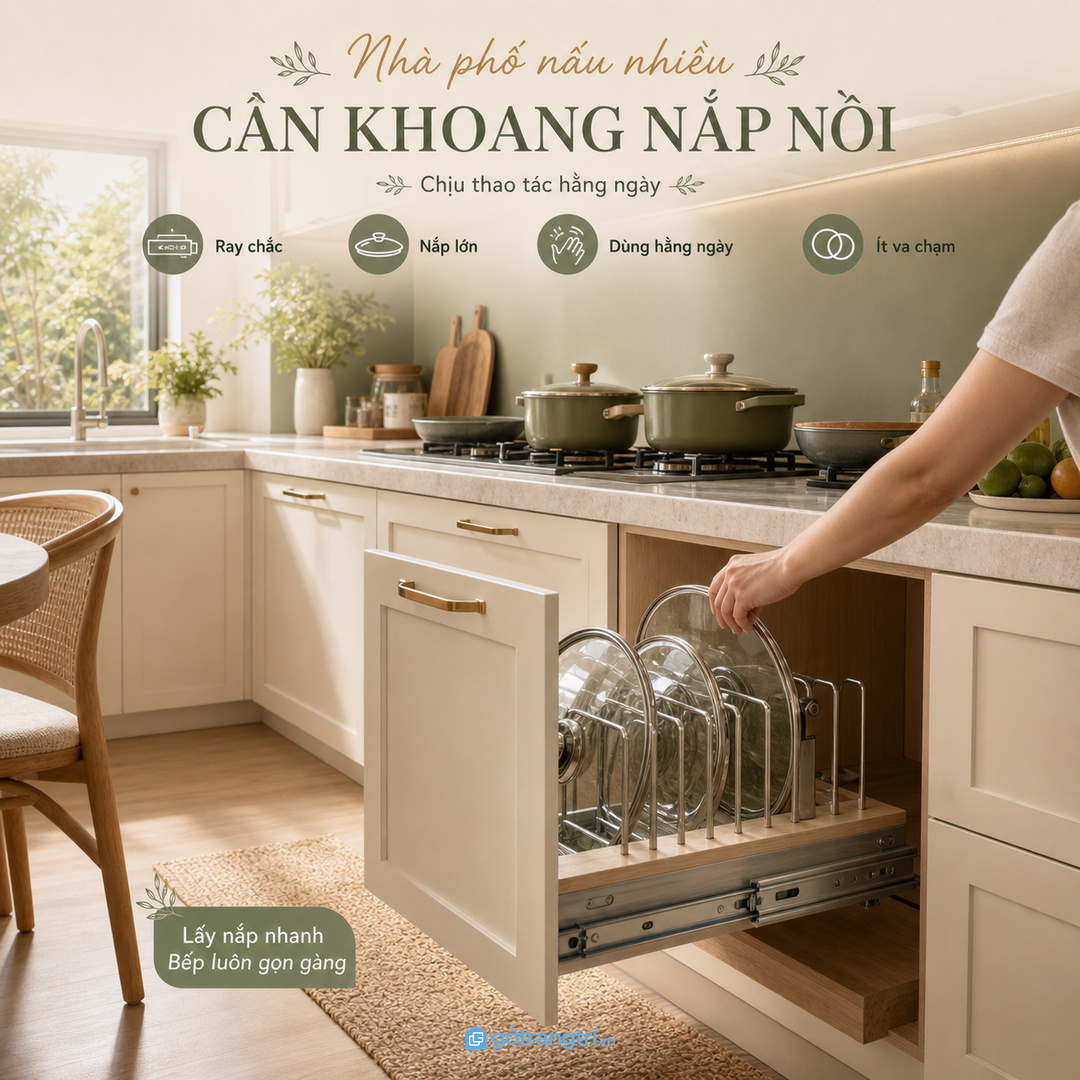 Nhà phố nấu nhiều cần khoang nắp nồi chịu thao tác hằng ngày