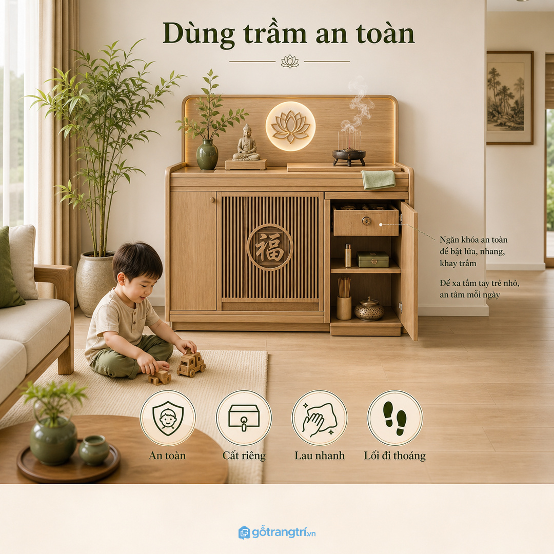 Nhà phố phòng khách dài cần tủ mỏng áp tường để không chắn lối đi