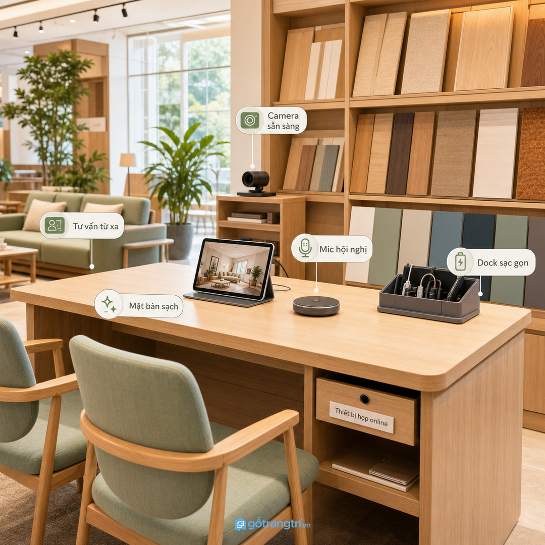 Khu sales cần bộ họp nhanh sẵn sàng cho tư vấn khách từ xa