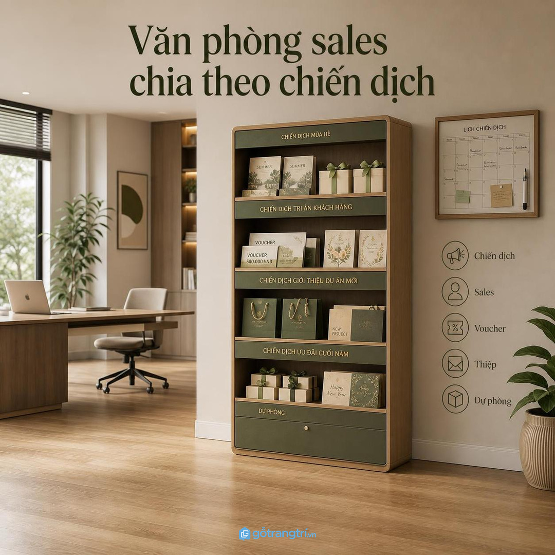 Văn phòng sales cần tủ quà chia theo chiến dịch