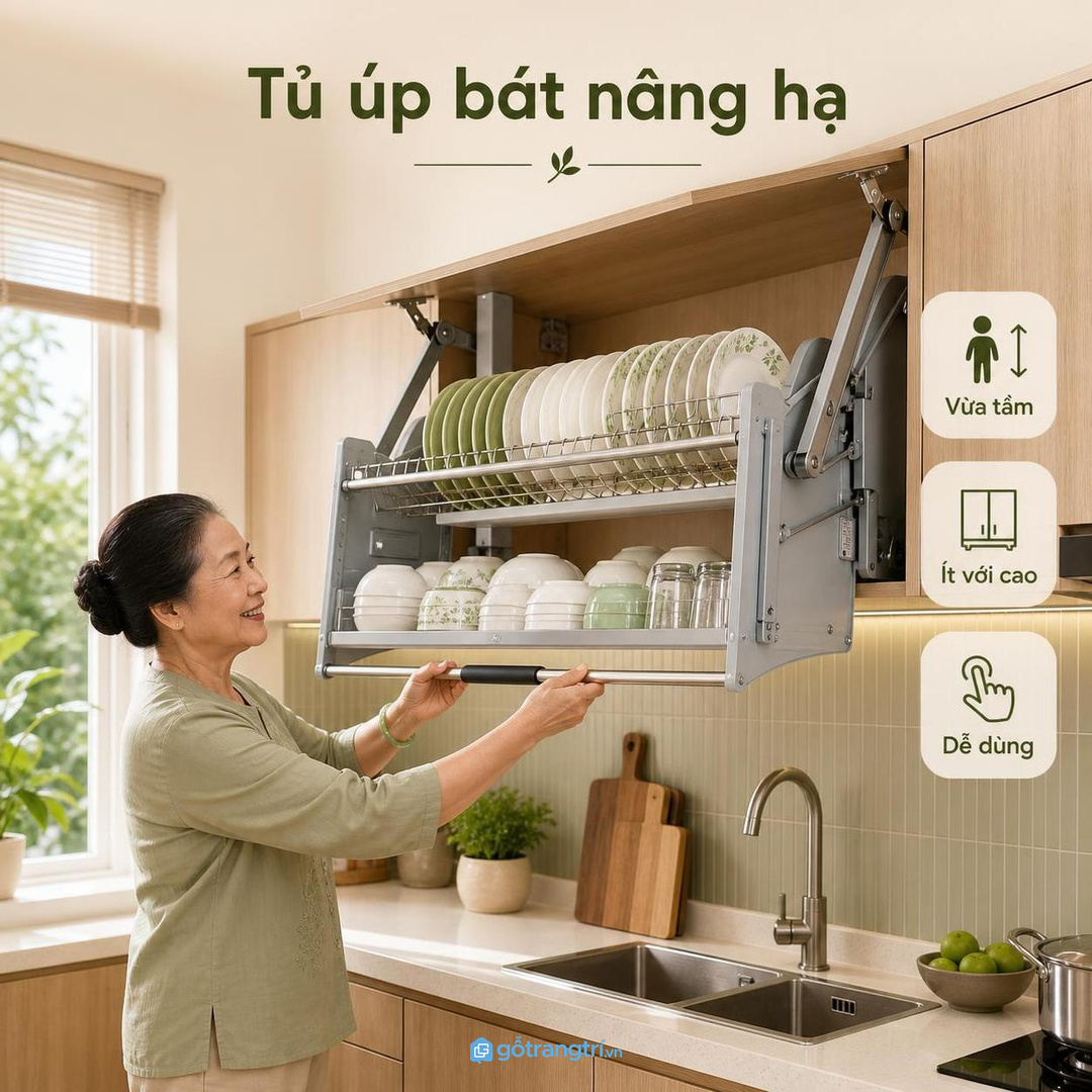 Nhà có người lớn tuổi hoặc người thấp nên ưu tiên thao tác vừa tầm
