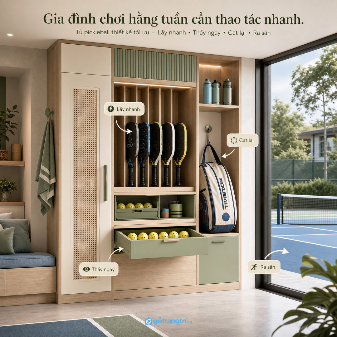 Gia đình chơi hằng tuần cần tủ thao tác nhanh cho vợt bóng khăn và nước