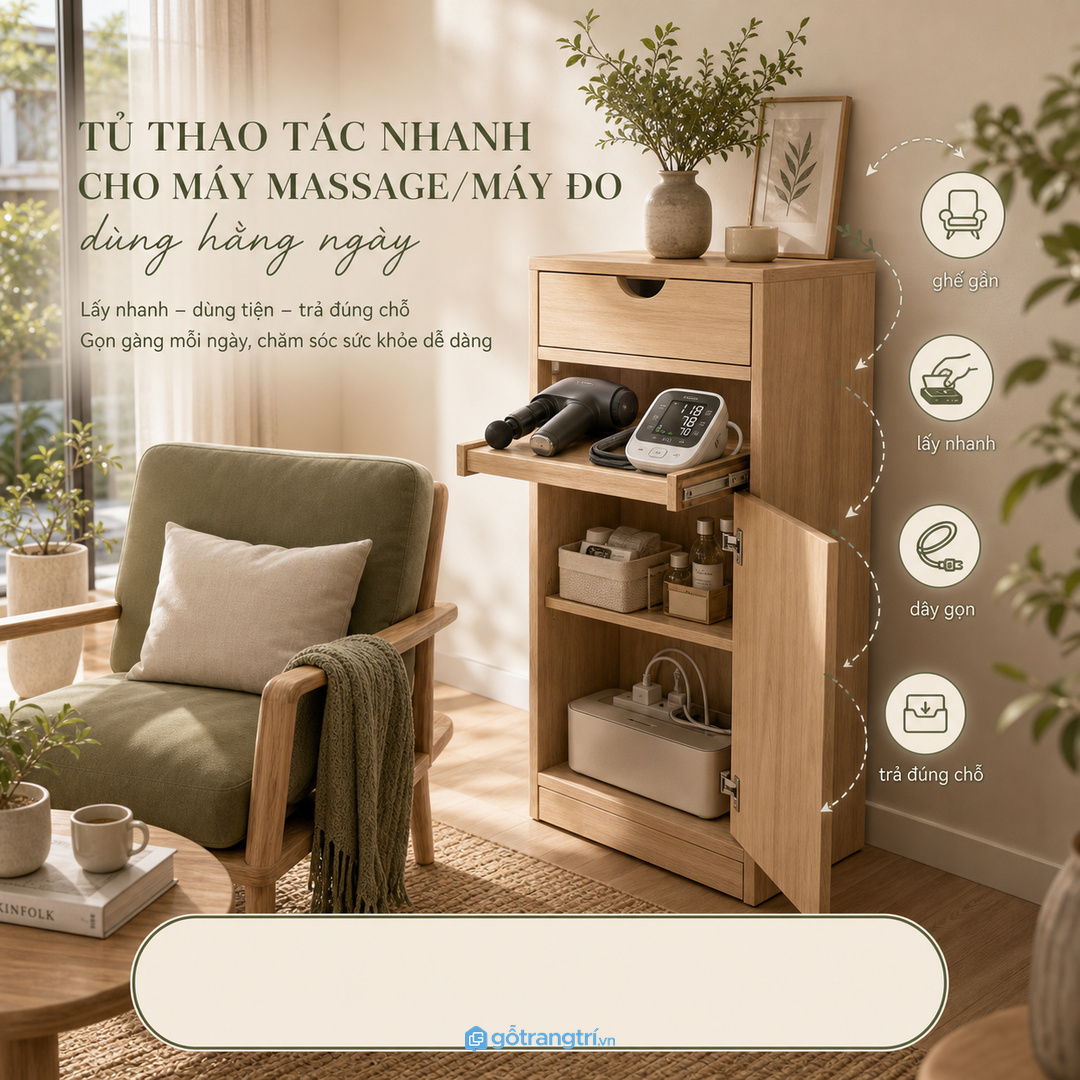 Thiết bị dùng hằng ngày cần tuyến thao tác nhanh gần ghế ngồi