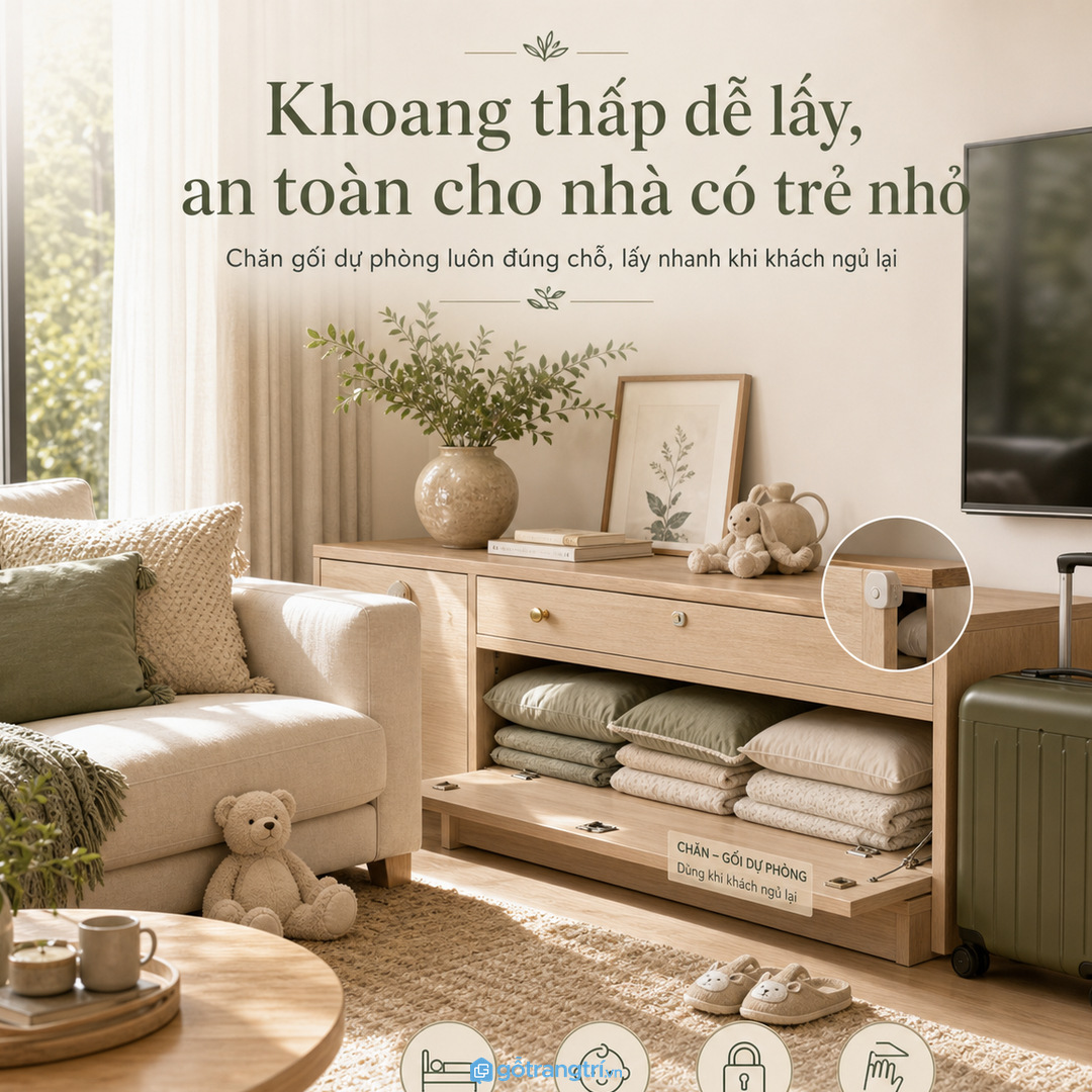 Gia đình có trẻ nhỏ hoặc khách ngủ lại cần khoang dễ lấy và an toàn
