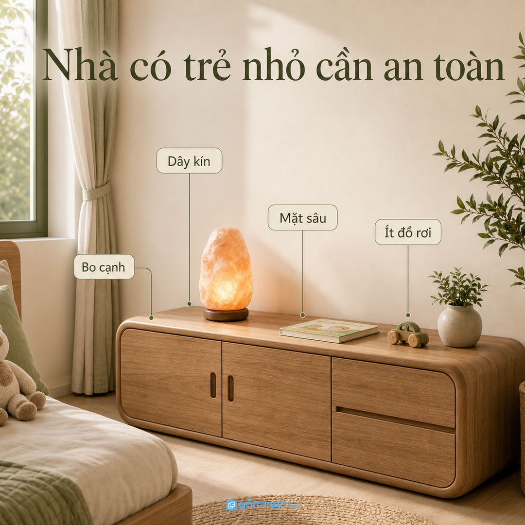 Phòng ngủ có trẻ nhỏ cần ưu tiên bo cạnh và công tắc an toàn