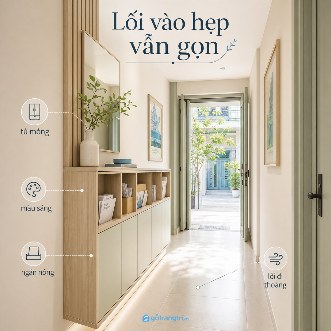 Lối vào hẹp vẫn gọn hàng