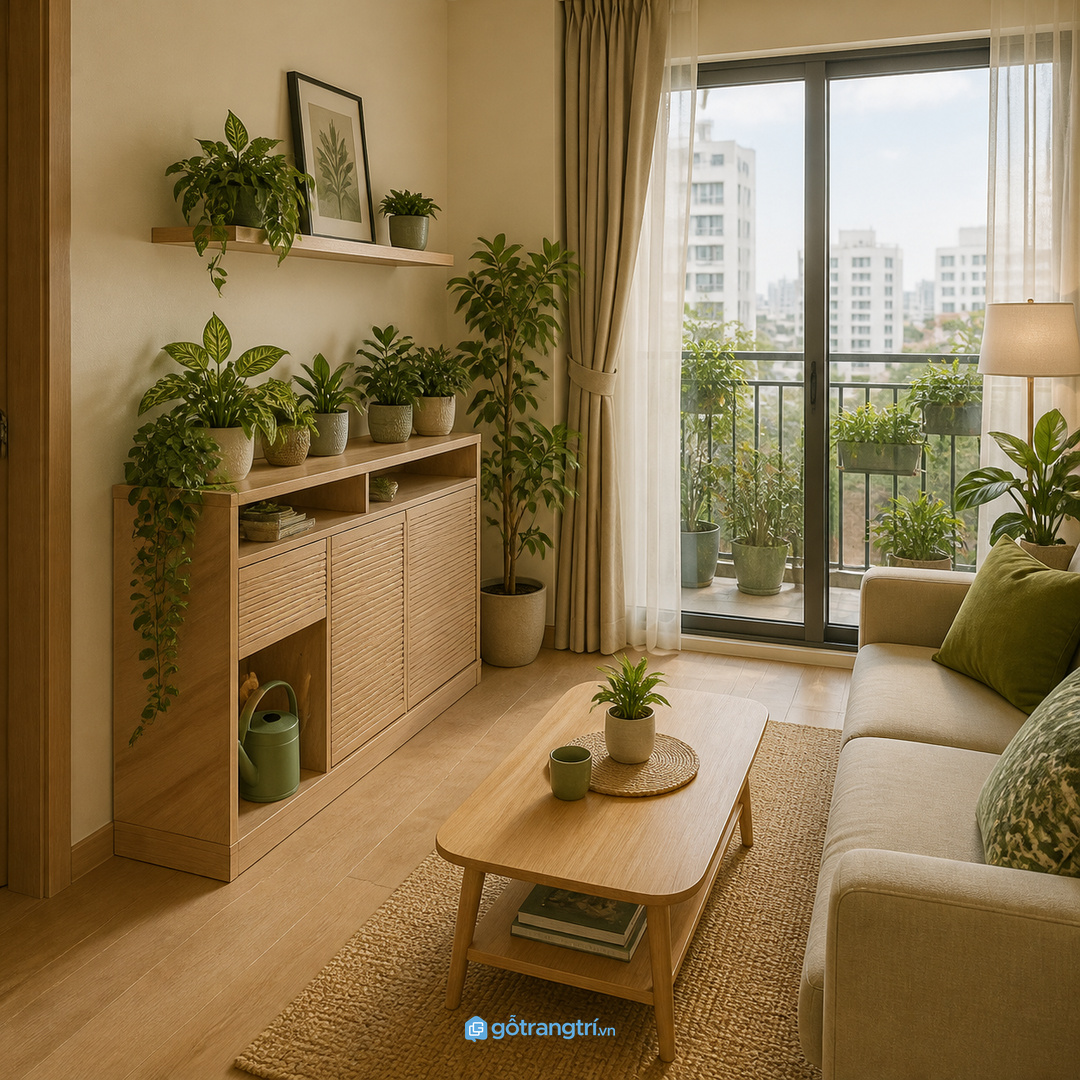 Nhà có nhiều cây cần khoang rộng hơn cho đất trồng, chậu phụ và bình tưới.