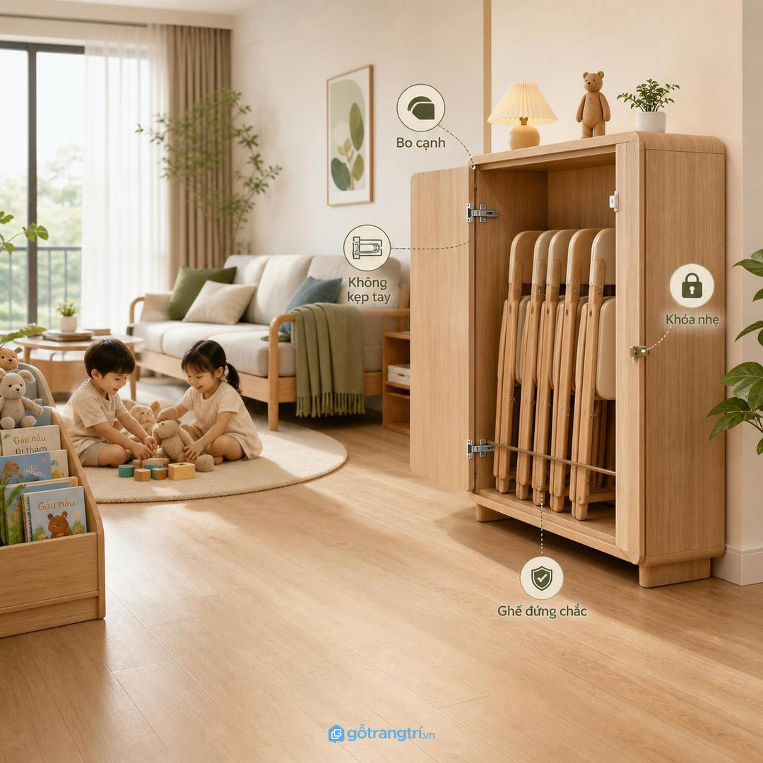 Gia đình có trẻ nhỏ cần khóa nhẹ, bo cạnh và khoang cất an toàn