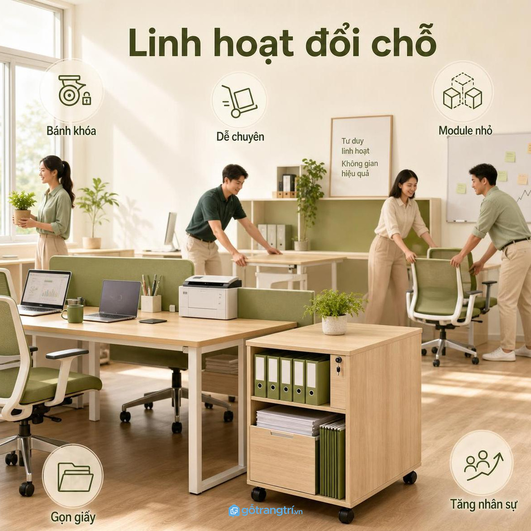 Startup nhỏ nên dùng tủ giấy linh hoạt khi đổi layout