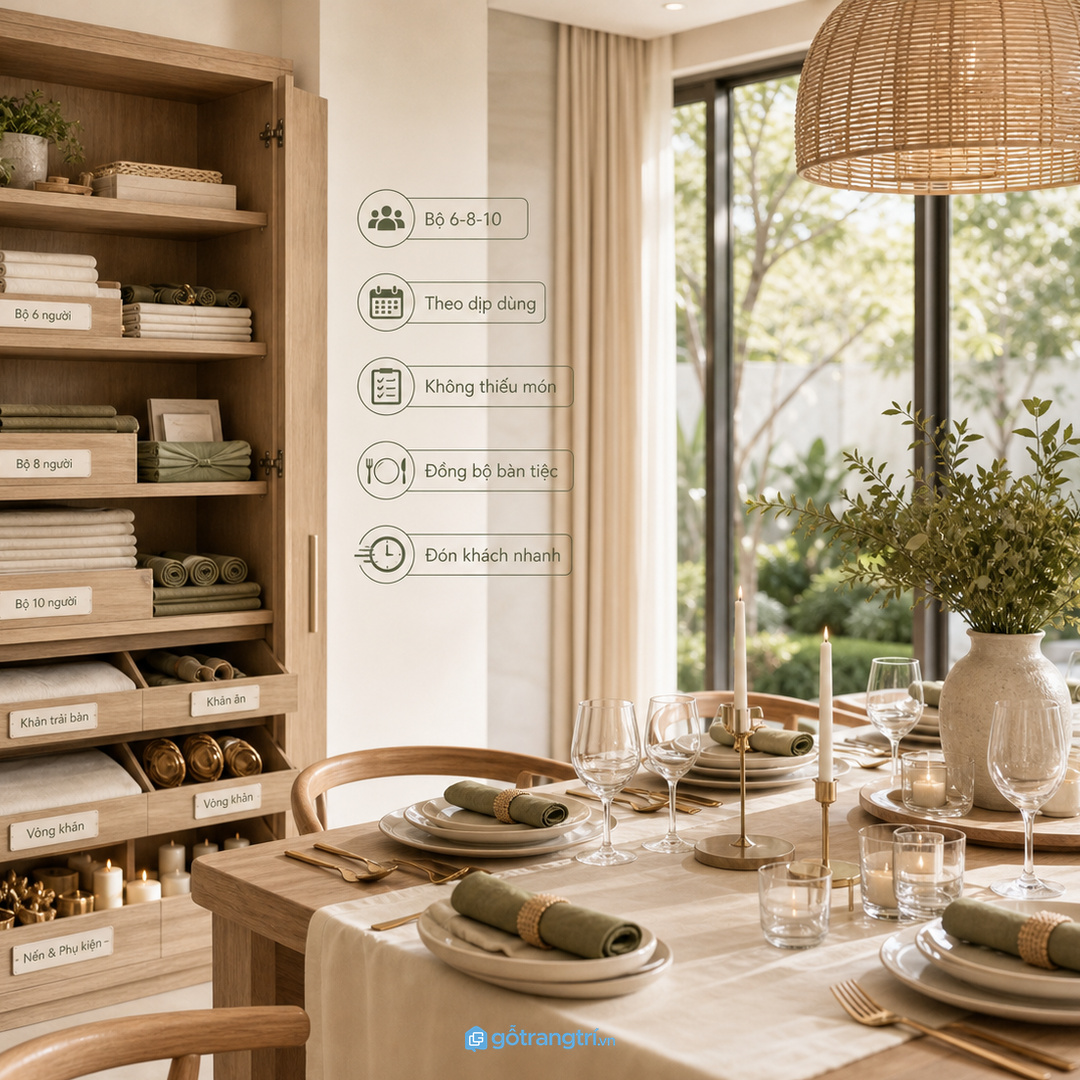 Nhà hay tiếp khách nên chia bộ khăn theo số lượng khách và dịp dùng