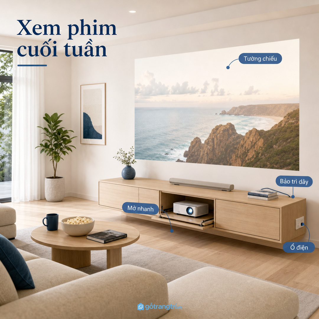 Nhà phố xem phim cuối tuần gọn hơn
