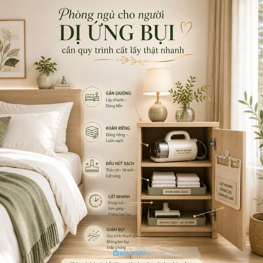 Người dị ứng bụi cần quy trình lấy máy vệ sinh nệm thật nhanh