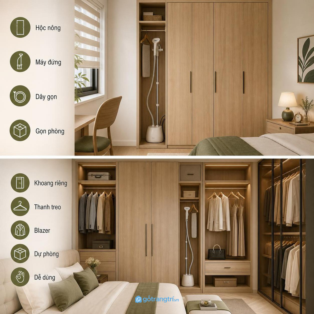 Phòng master cần khoang máy là riêng trong hệ tủ áo