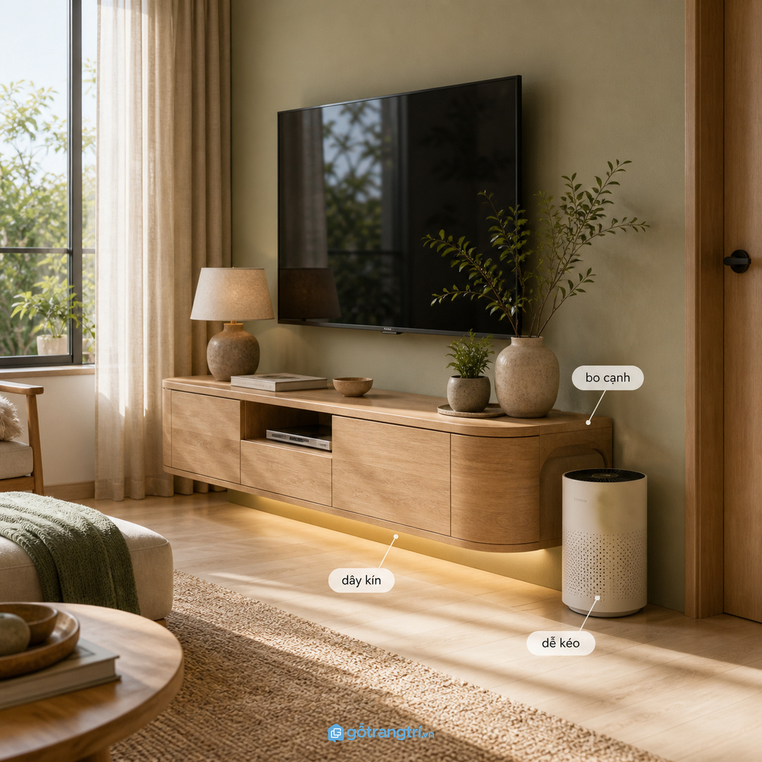 Nhà có trẻ nhỏ hoặc người lớn tuổi nên ưu tiên bo cạnh và dây kín