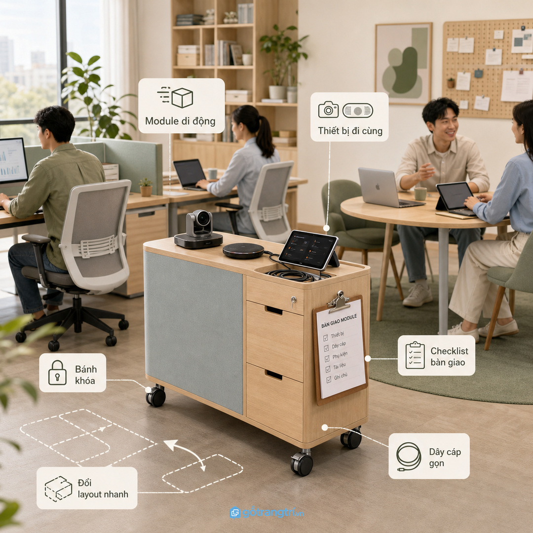 Startup nhỏ nên dùng module linh hoạt khi đổi layout làm việc