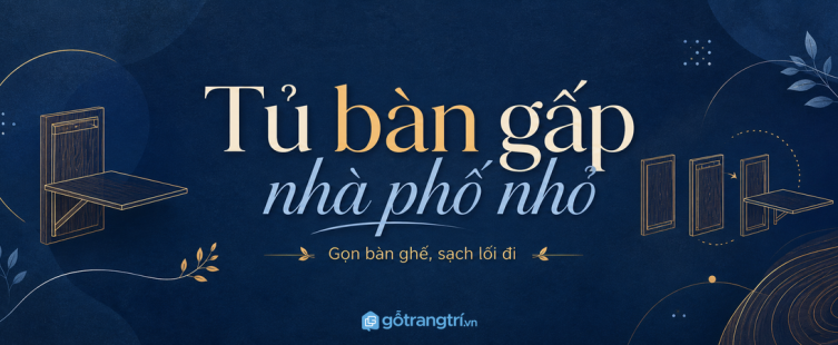 Tủ bàn gấp nhà phố nhỏ: gọn mặt bàn, thoáng lối đi và dễ dùng mỗi ngày