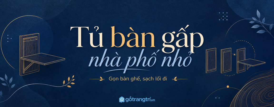 Tủ bàn gấp nhà phố nhỏ: gọn mặt bàn, thoáng lối đi và dễ dùng mỗi ngày
